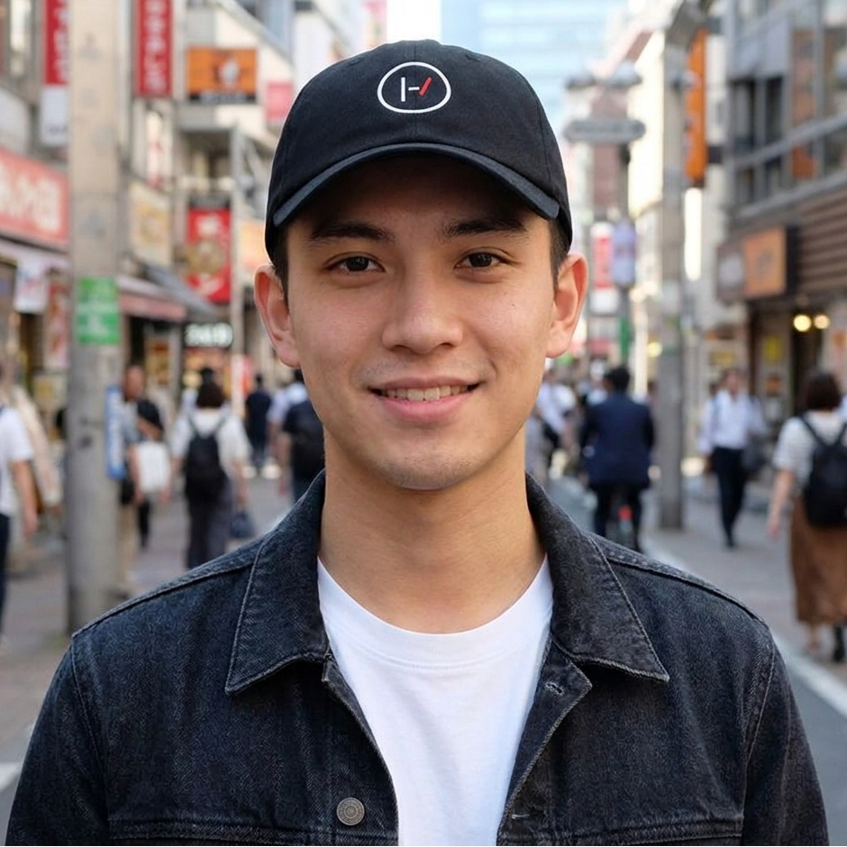 Black Japanese Mens Cap