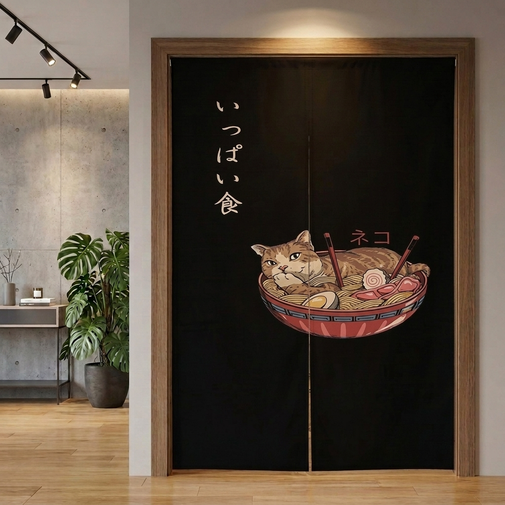 Noren Japanese Curtain Cat