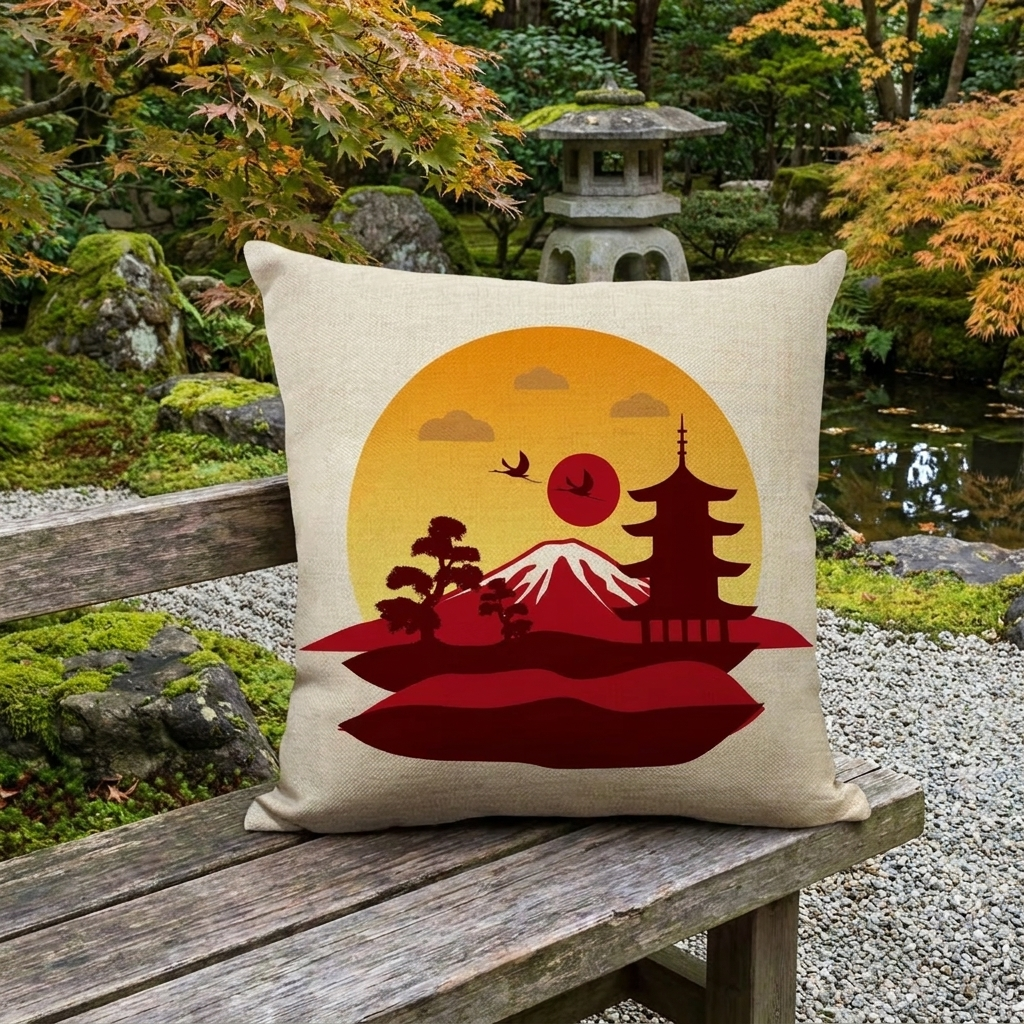 Mount Fuji Pagoda Cushion Cover