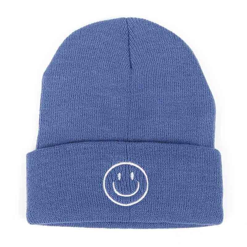 2021 Men Knitted Hats Hip Hop Streetwear Face Embroidery Skullies Beanies Hats Fashion Harajuku Cotton Soft Warm Caps Black