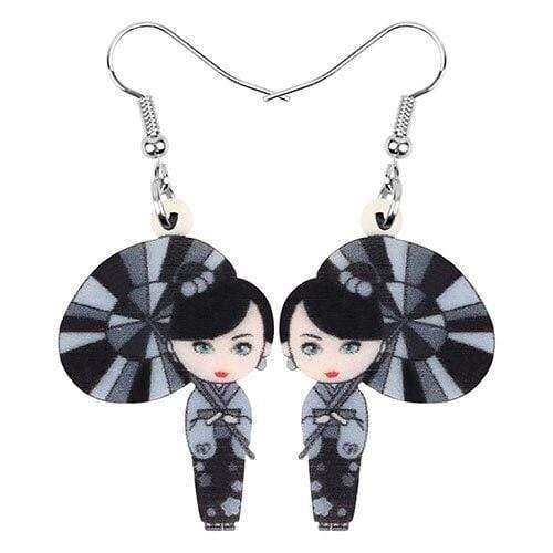 Black Geisha </br> Japanese Earrings