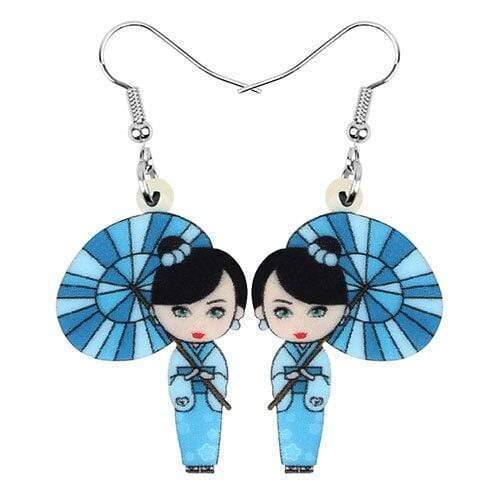 Blue Geisha </br> Japanese Earrings