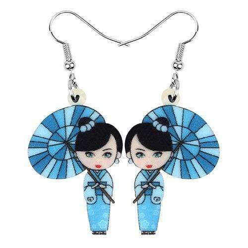 Blue Geisha </br> Japanese Earrings