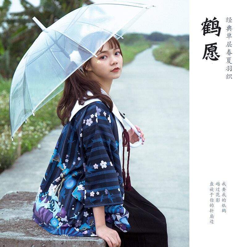 Blue Pink Flowers </br> Haori Women