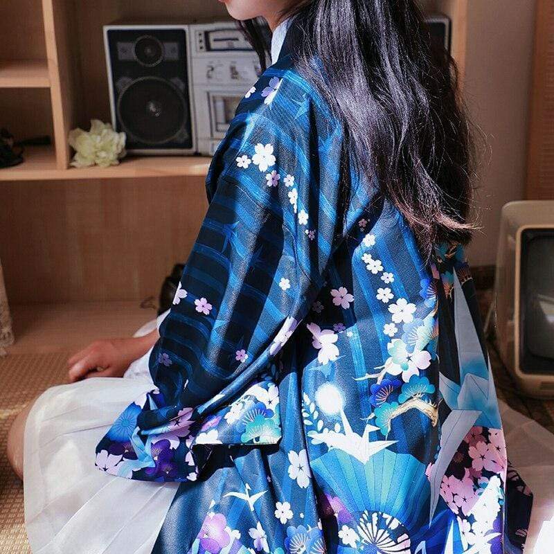 Blue Pink Flowers </br> Haori Women