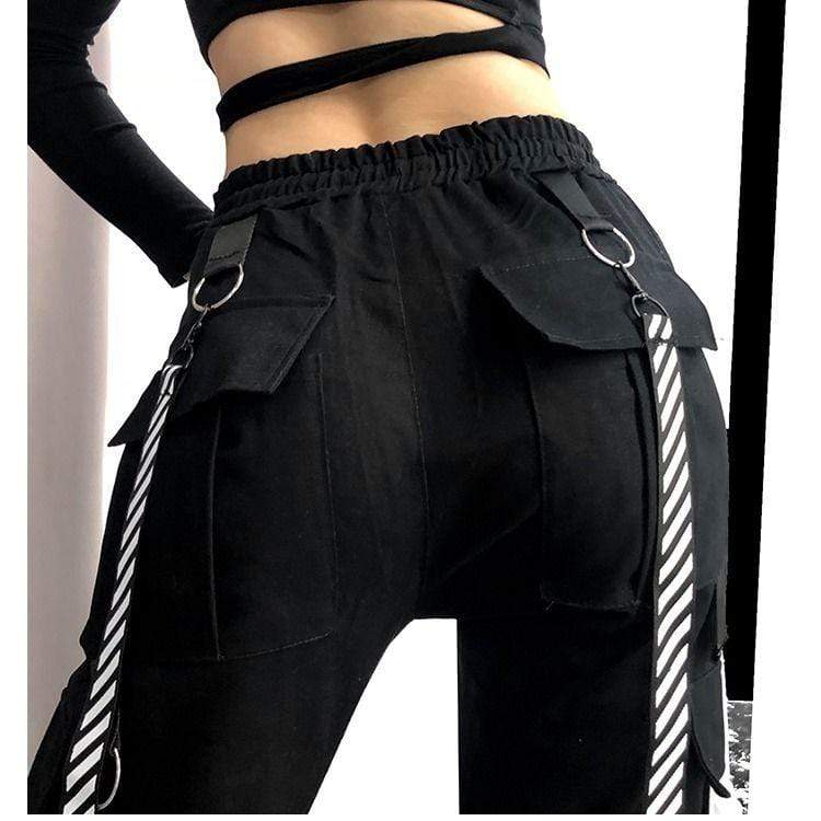 Cargo Pants For Women Black Casual Joggers High Waist Loose Female Hip Hop Trousers Korean Punk Pants Streetwear Military Style
