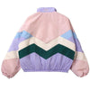 Flectit Women Pastel Bomber Jacket Cute Embroidery Color Block Duster Souvenir Sukajan Jacket Japanese Girls Harajuku Style *