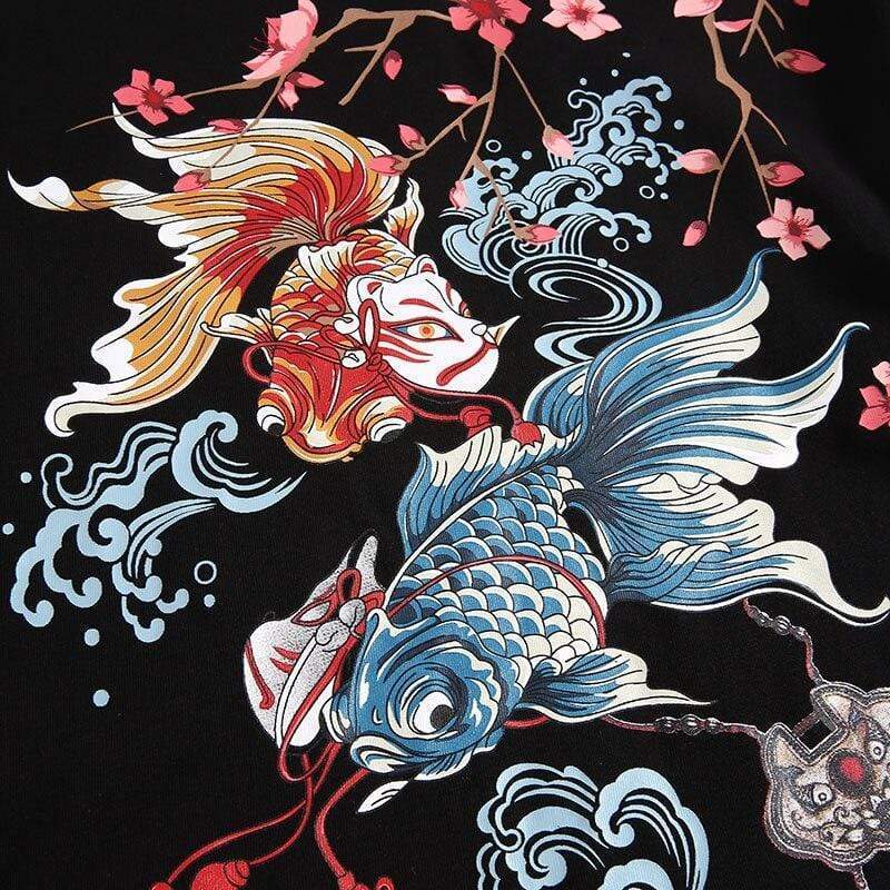 Goldfish & Kitsune Maks T-Shirt </br> Japanese T-Shirt