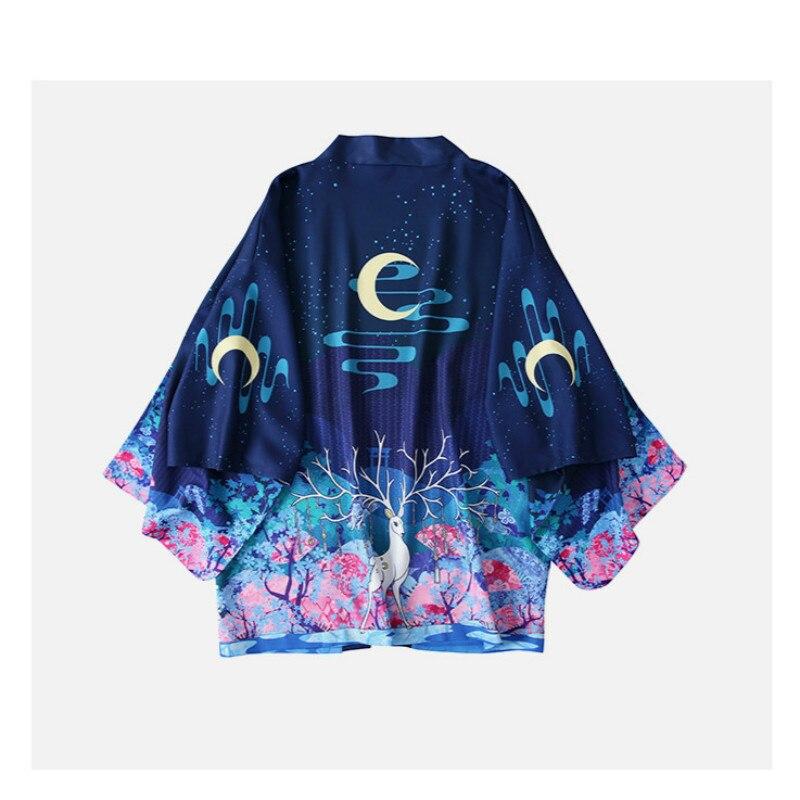 Haori Japanese Style Kimono Loose Cardigan For Women Blouses Boho Blouse Trendy Pattern Print Sunscreen Shirts Beach Kimono Cosplay