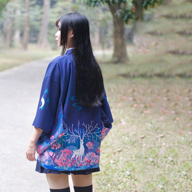 Haori Japanese Style Kimono Loose Cardigan For Women Blouses Boho Blouse Trendy Pattern Print Sunscreen Shirts Beach Kimono Cosplay