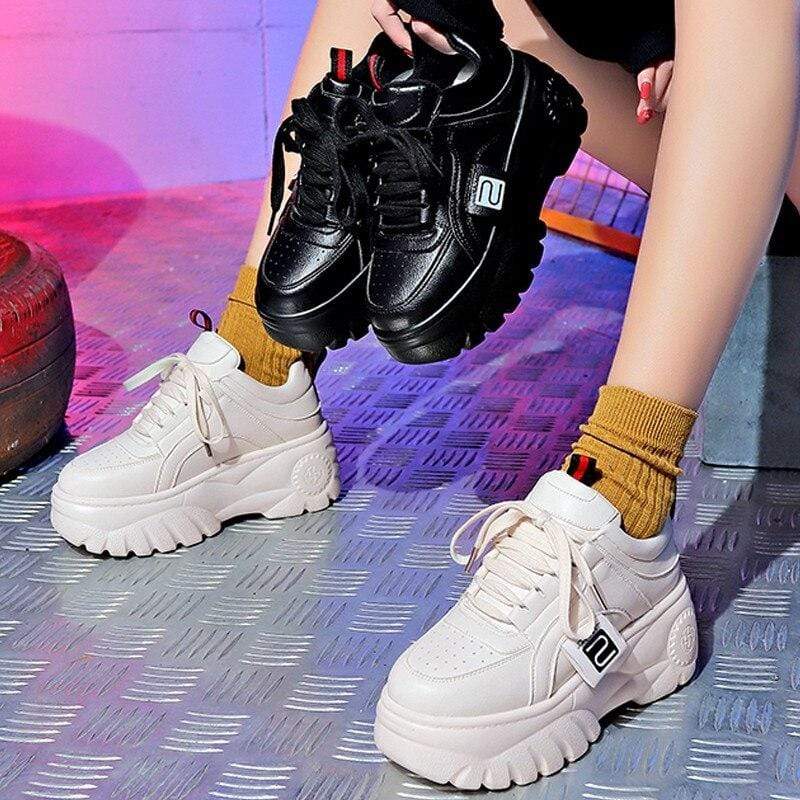 Hight Increase Ulzzang Women Casual Shoes Sneakers Platform Wedges High Heels Flats Loafers Ladies Creepers Trainers
