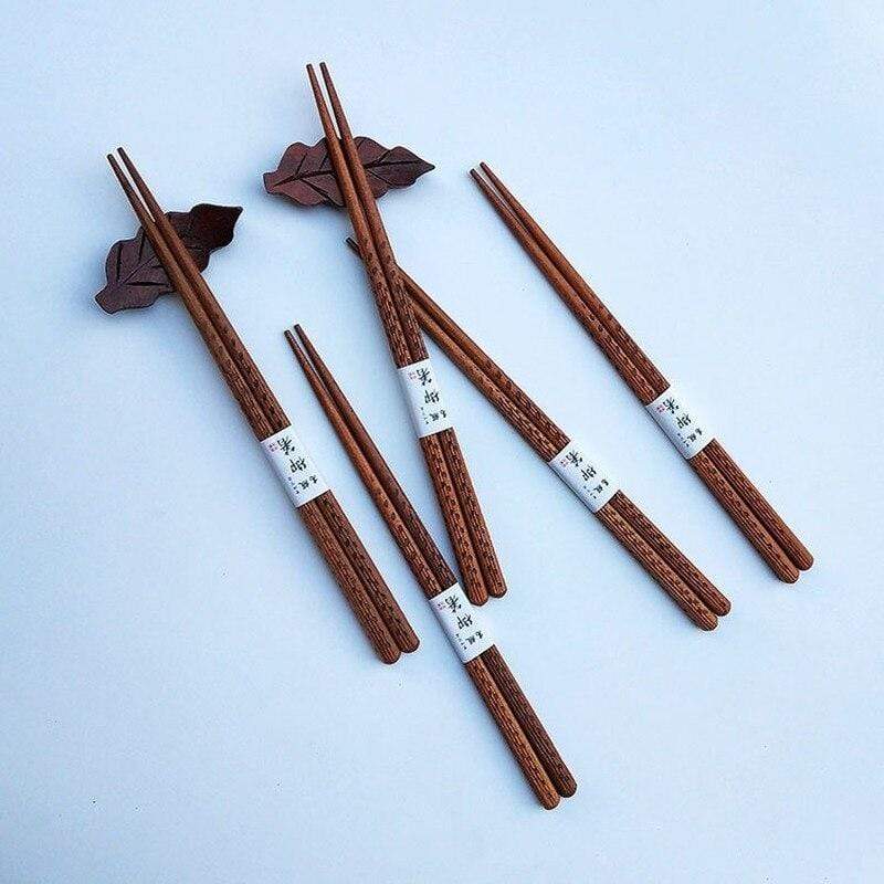 Japanese Chopsticks - Japanese Wooden Chopsticks Set Sesame Pattern High Mahogany Chopsticks Creative Tableware Couple Chopsticks Five Pairs Gift Box