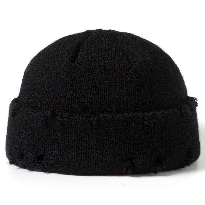 Men Hip Hop Harajuku Skullies Beanies Hats Ripped Holes Knitted Hats Plain 2020 Autumn Winter Soft Cotton Warm Caps