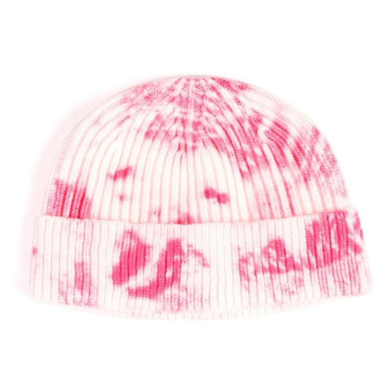 Men Hip Hop Tie Dye Knitted Hats Harajuku Streetwear Skullies Beanies Hats Autumn Winter Soft Cotton Warm Caps Japanese Style