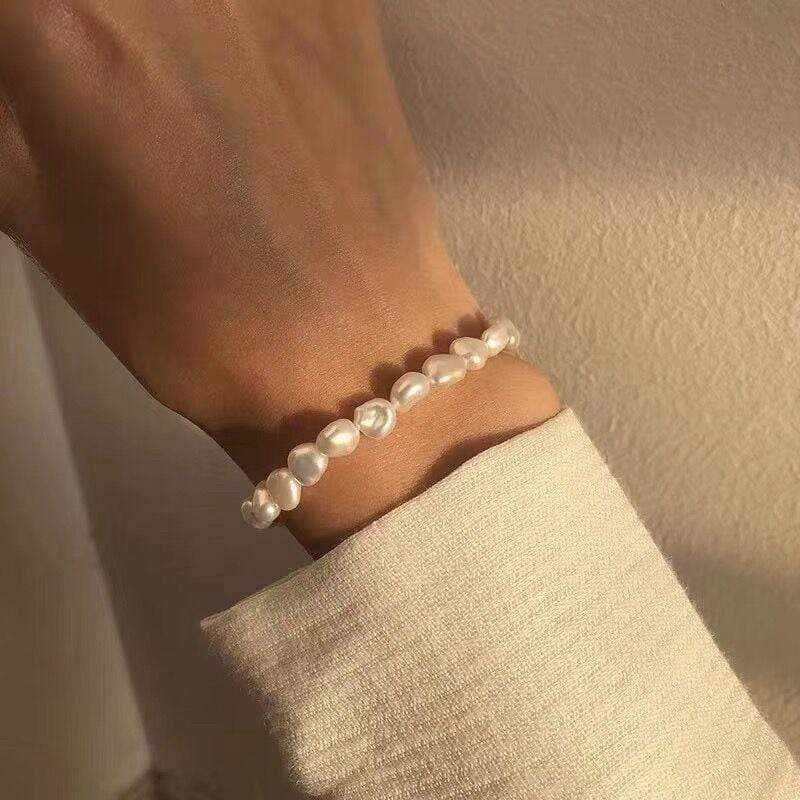 MENGJIQIAO New Japan Elegant Handmade Freshwater Pearl Bracelet For Women Girls Fashion Charm Bracelets & Bangles Jewelry Gifts