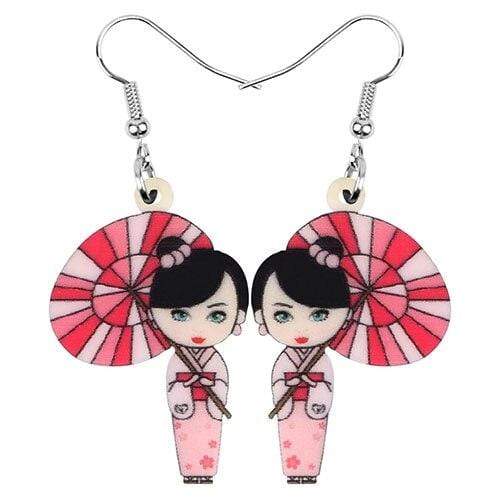 Pink Geisha </br> Japanese Earrings