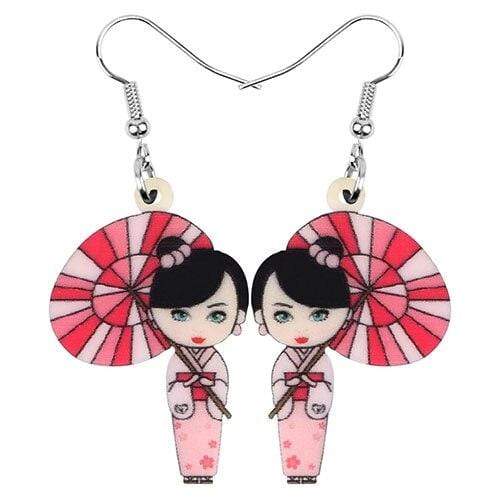 Pink Geisha </br> Japanese Earrings