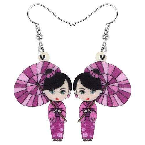 Purple Geisha </br> Japanese Earrings