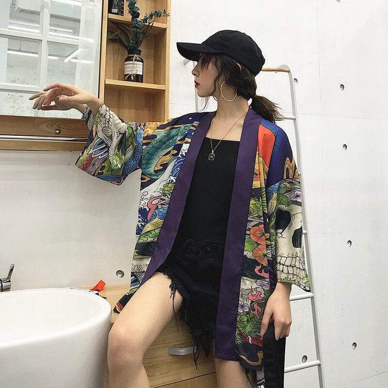 Skull Colored Kimono Jacket