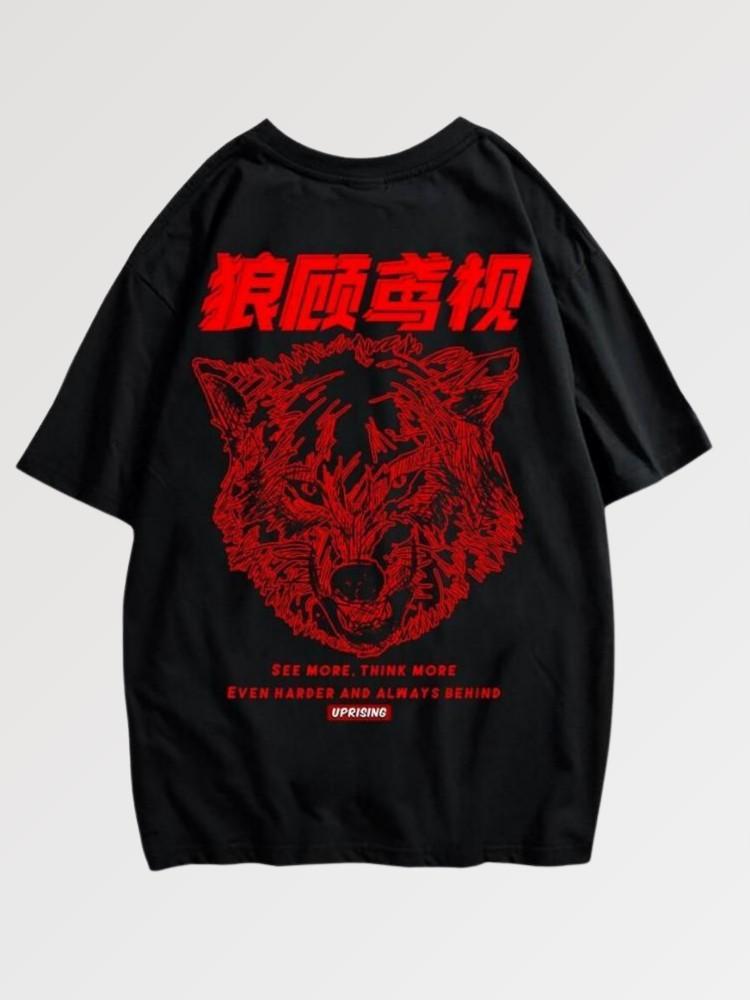 T-Shirt Inscription Japonaise 'Wolfstrike'