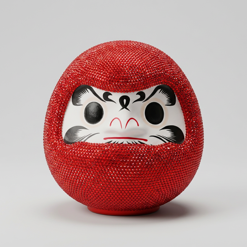 Red Rhinestone Daruma Doll