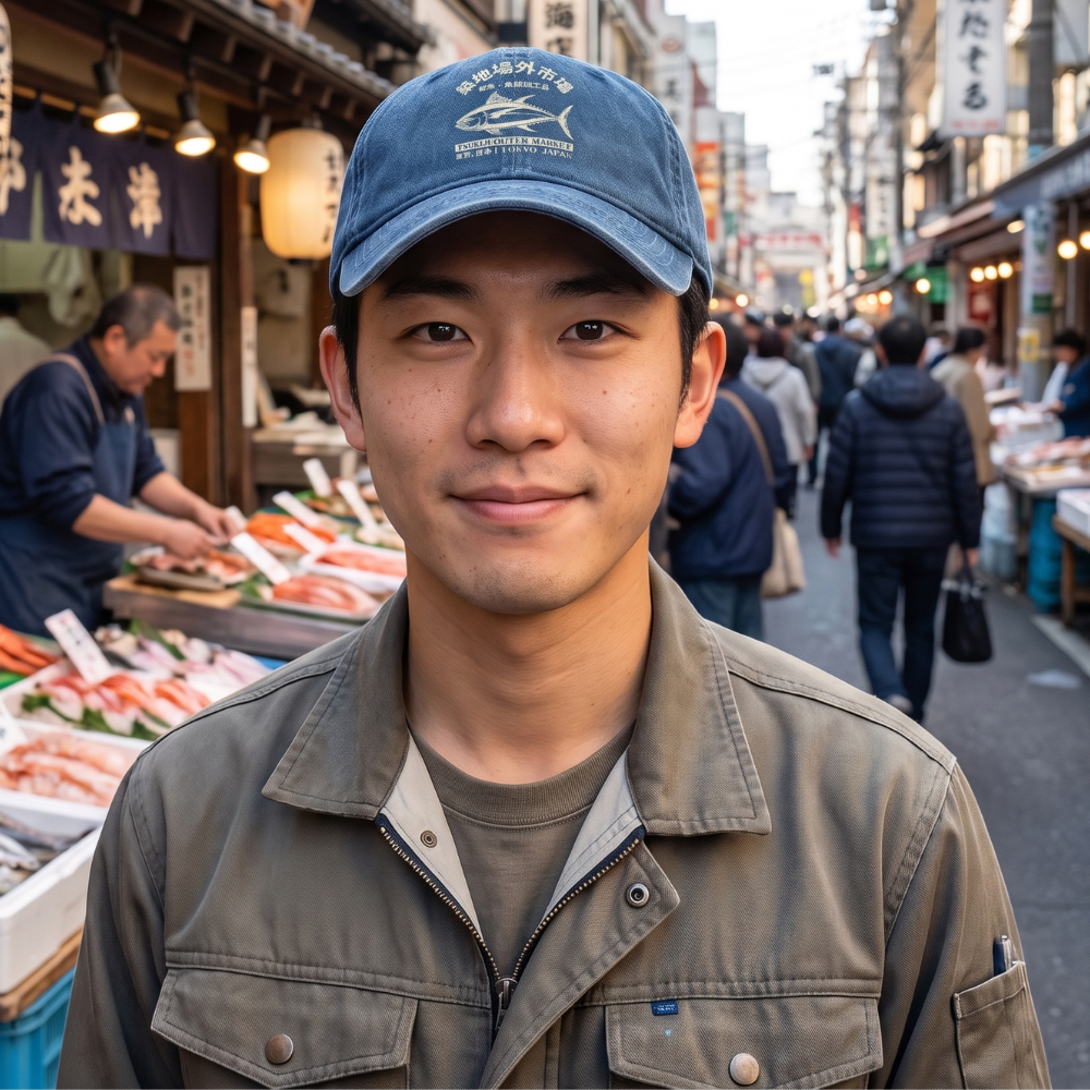 Blue Japanense Tsukiji Cap