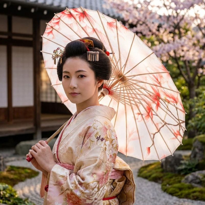 Magnolia Blossom Wagasa Umbrella