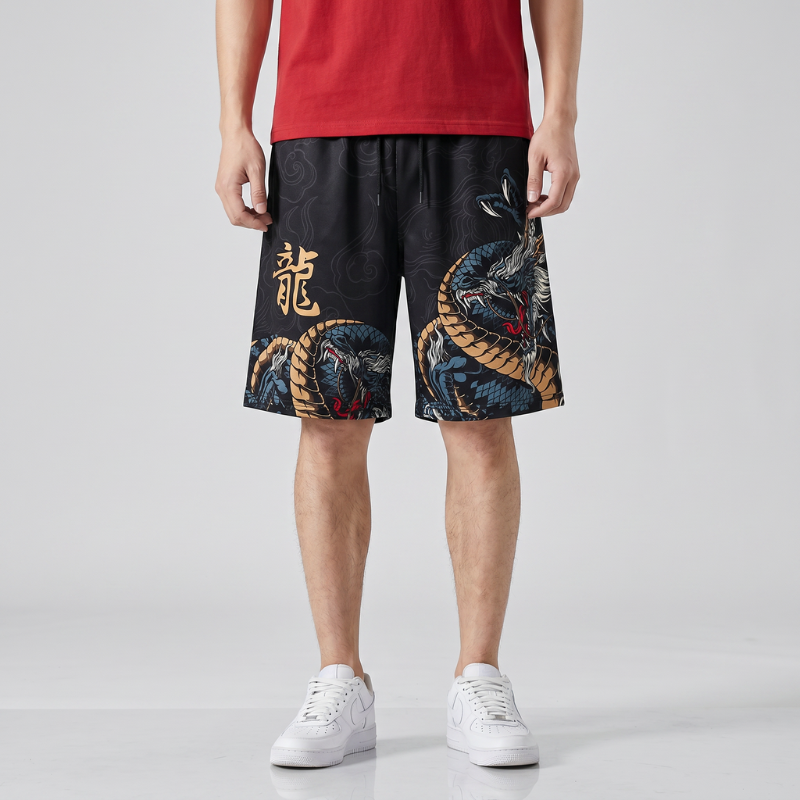 Japanese Dragon Print Shorts