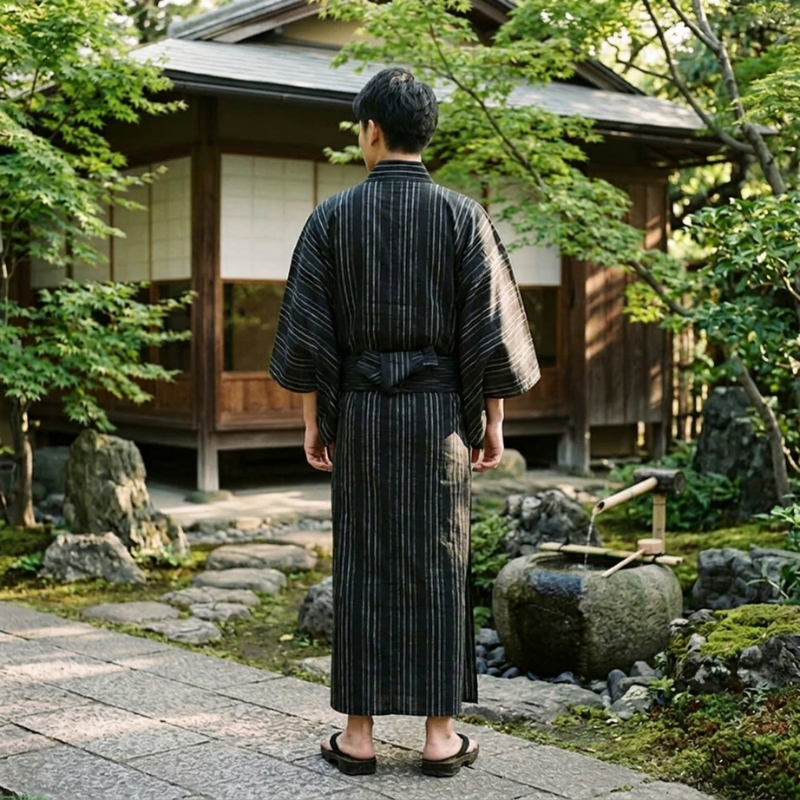 Black Japanese Yukata Men