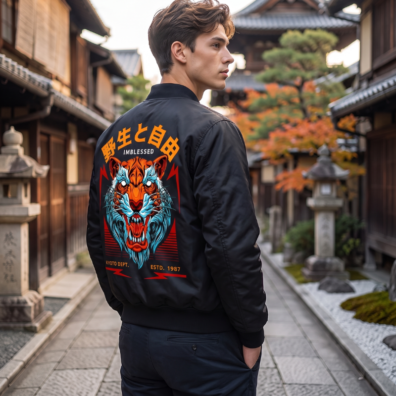 Tiger Print Bomber Jacket