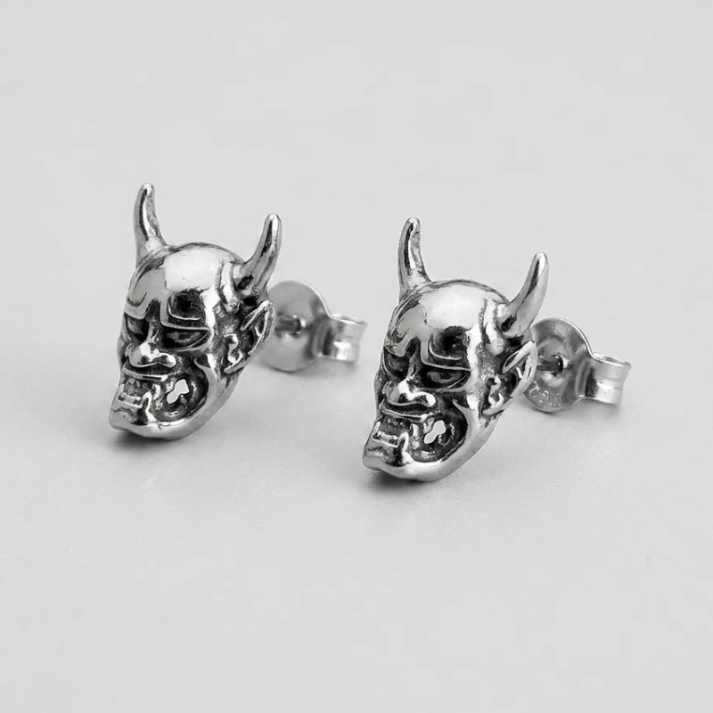 Hannya Mask Stud Earrings