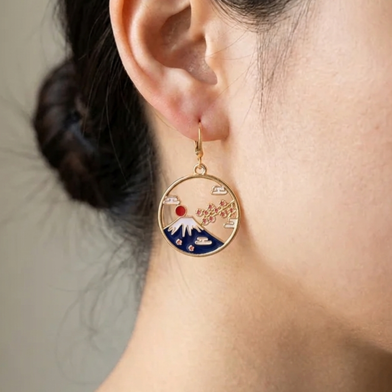 Mount Fuji Hoop Earrings