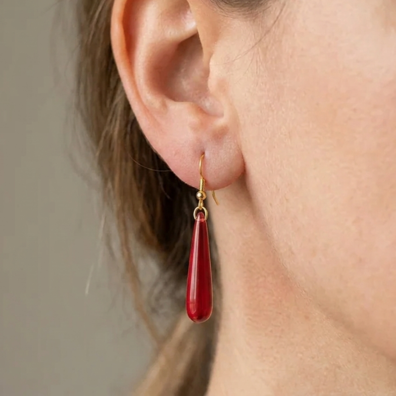 Red Teardrop Dangle Earrings