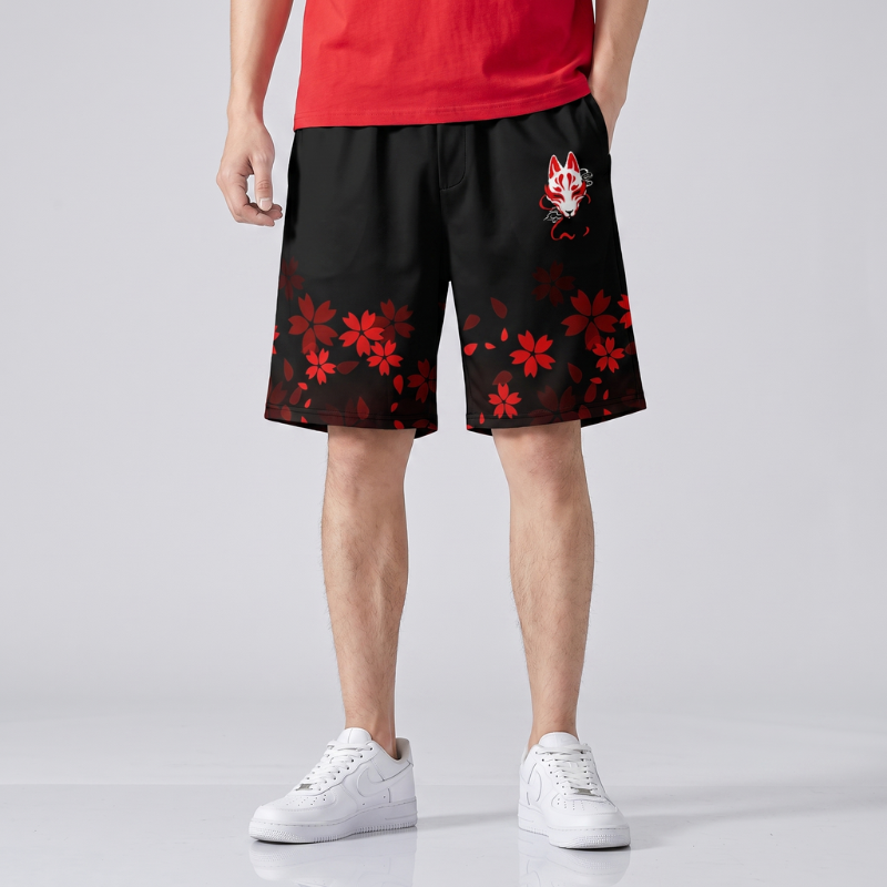 Japanese Fox Print Shorts
