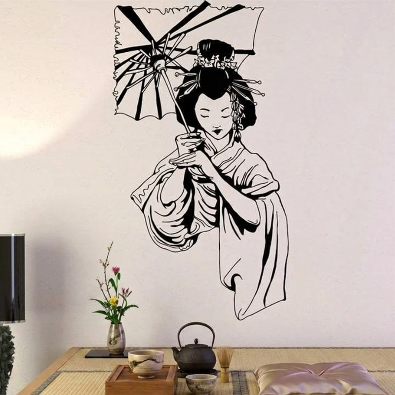 Geisha Umbrella Wall Decal