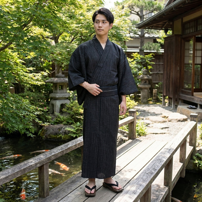 Japanese Striped Yukata Men