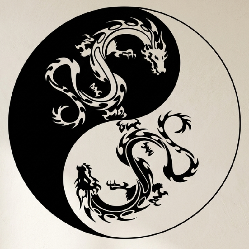 Yin Yang Dragon Wall Decal