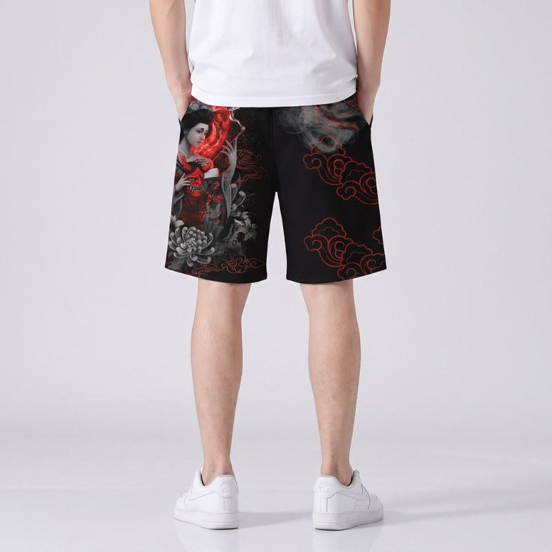 Men's Japanese Geisha Print Shorts