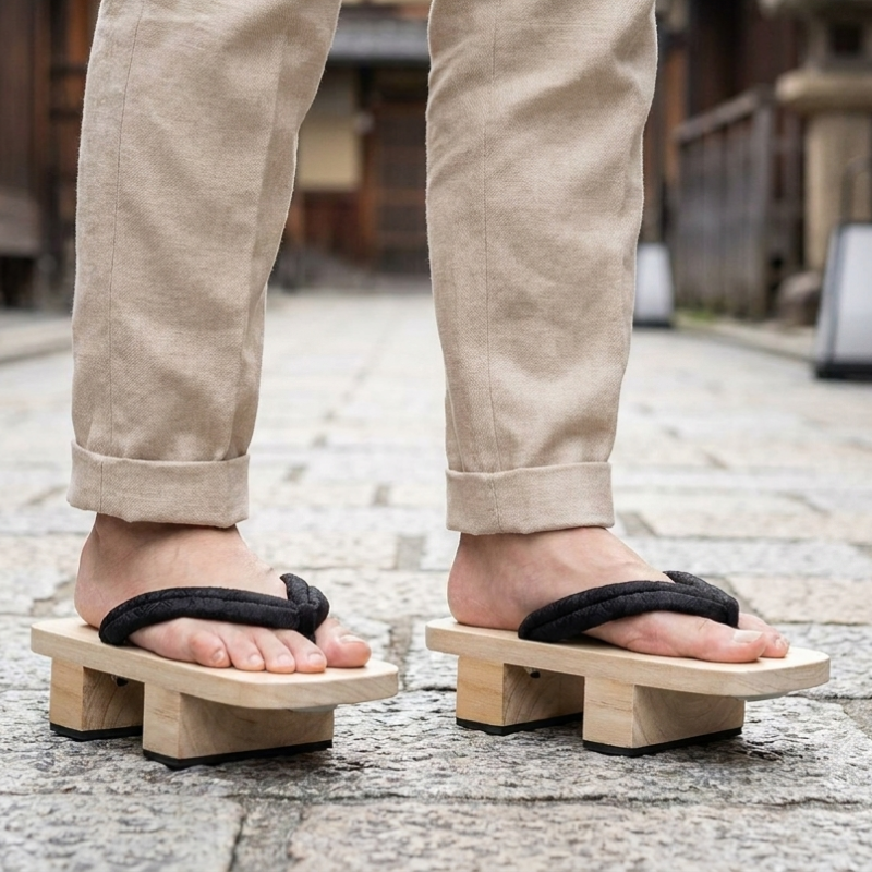 Traditional Black Strap Geta Sandals