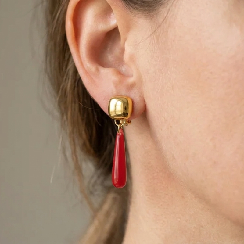 Red Water Drop Earrings