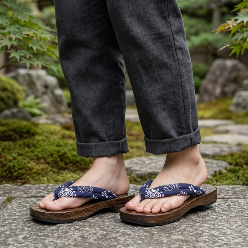 Blue Japanese Geta Sandals
