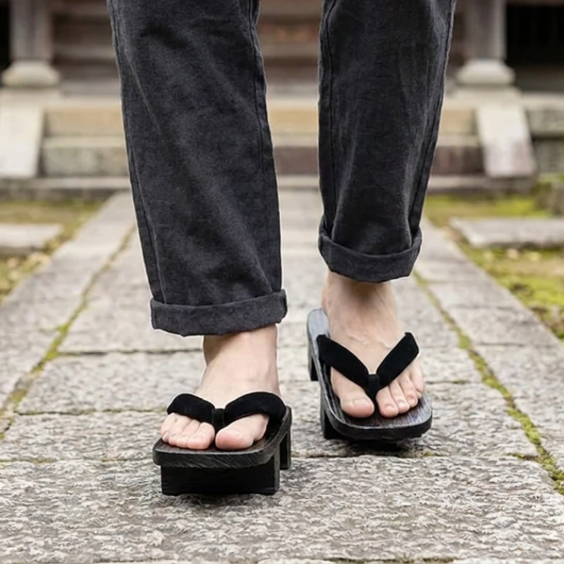 Black Japanese Geta Sandals