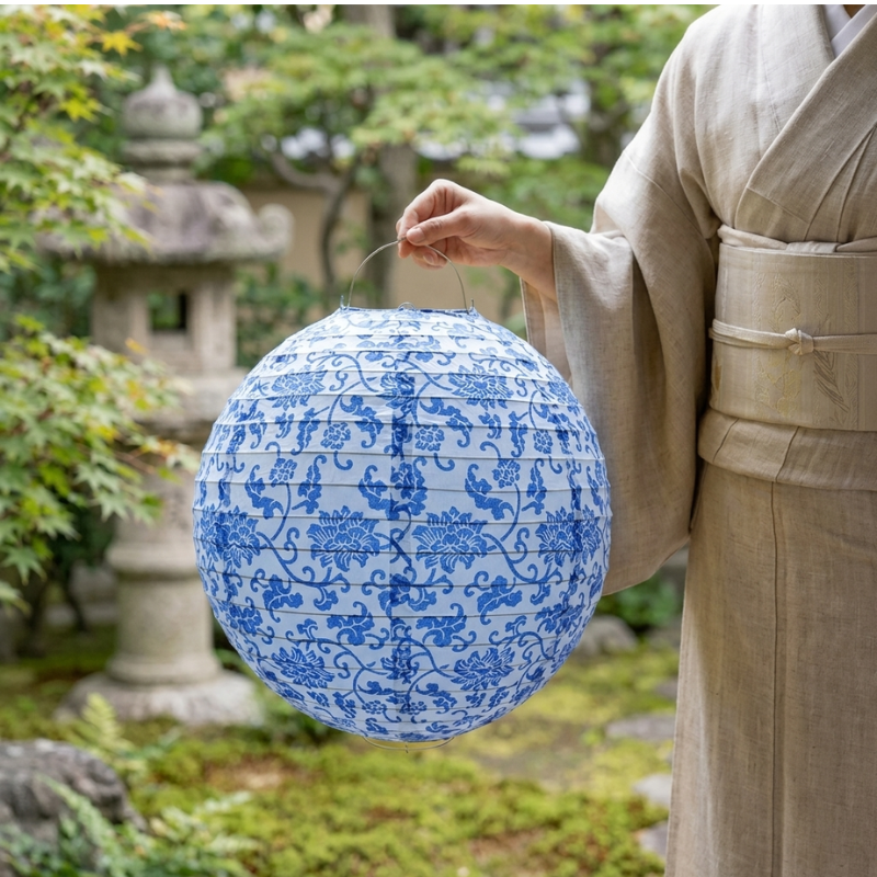 Blue Japanese Paper Lantern
