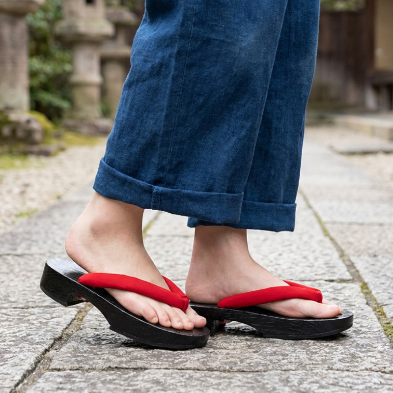Red Japanese Geta Sandals