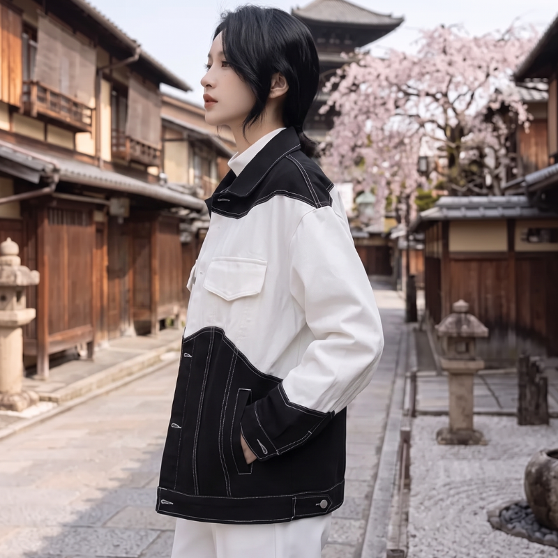 Oversized Colorblock Trucker Jacket