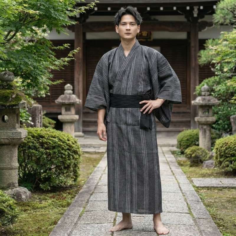 Grey Yukata for Men