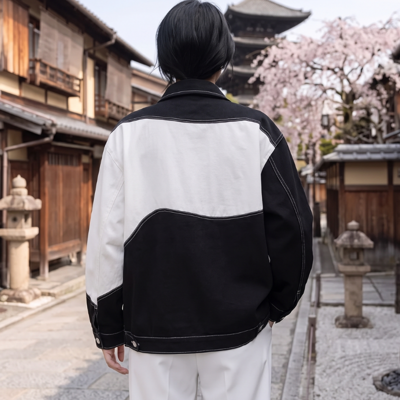 Oversized Colorblock Trucker Jacket