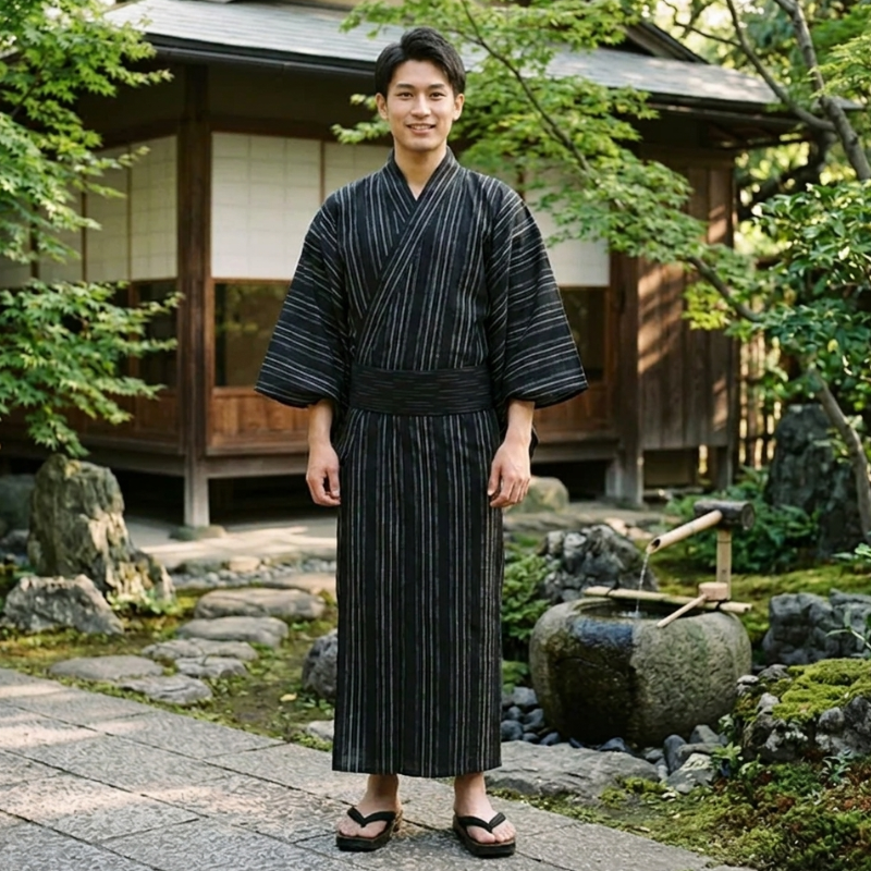 Black Japanese Yukata Men