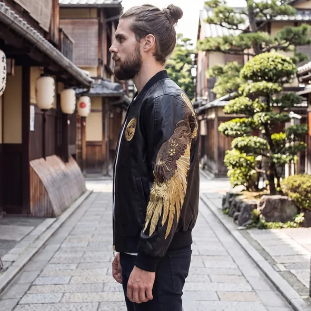 Wings Embroidery Bomber Jacket