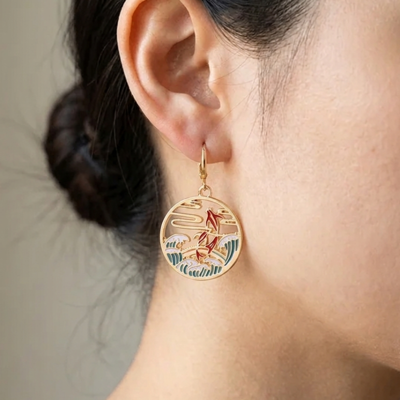 Koi Fish Hoop Earrings